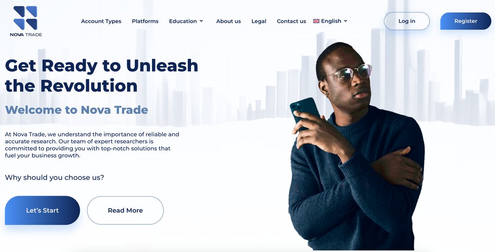Nova trade home page screenshot | Crypto Option Nova trade home page screenshot